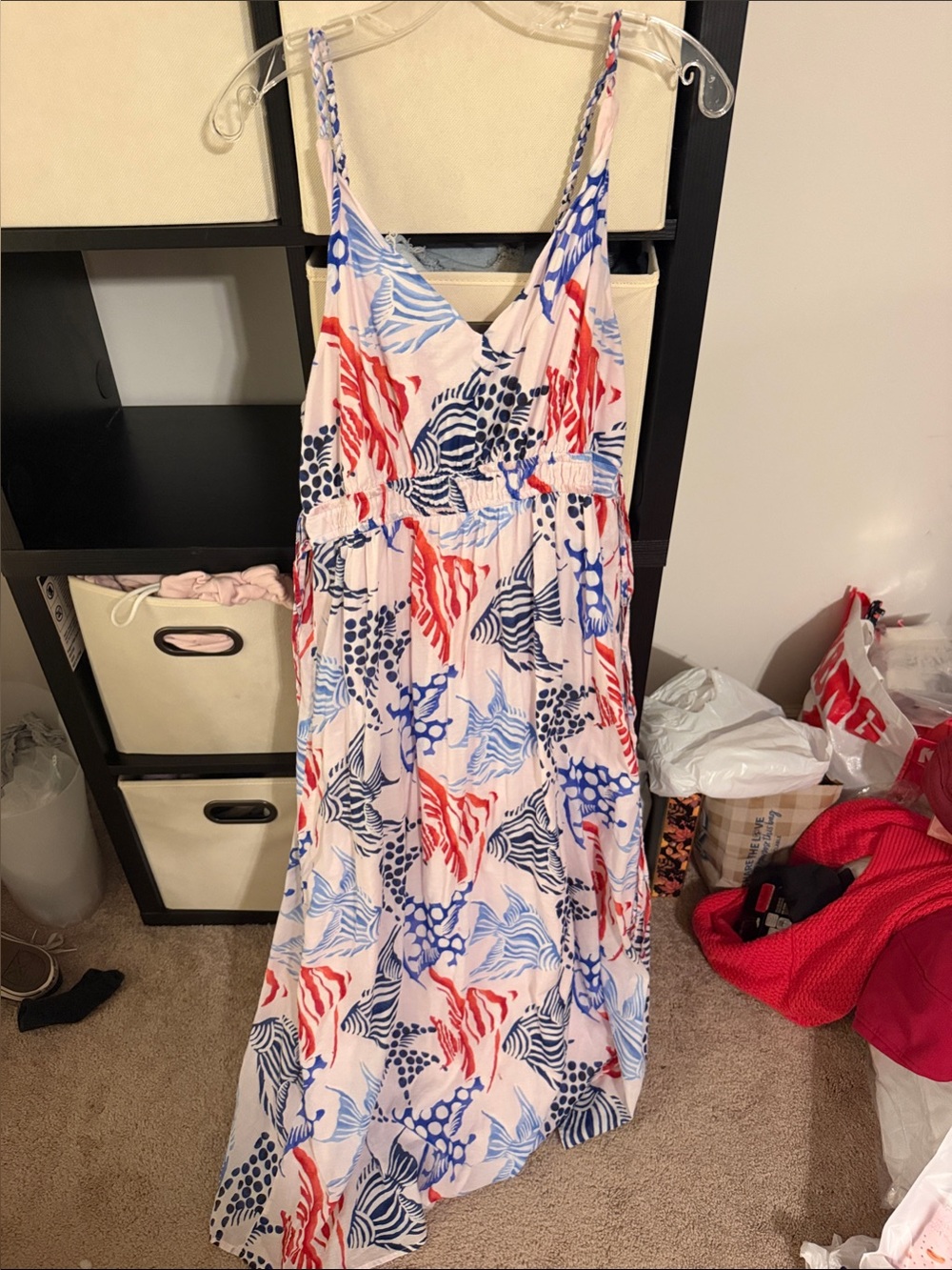 Loft Pink Tropical Print maxi Dress